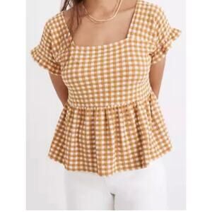 Madewell Yellow Gingham Top, size XS
